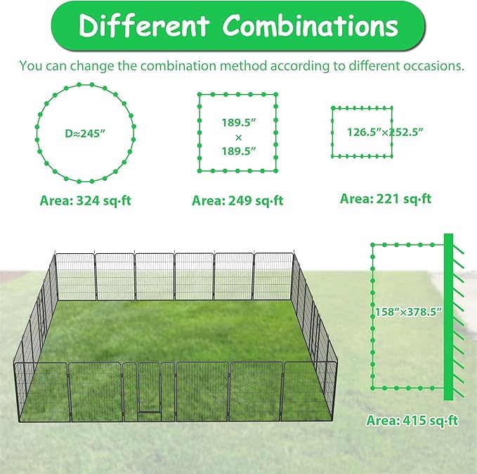 Dog Playpen, Outdoor Dog Fence, 24 Panels, 40" H Dog Pen for Medium/Small Dogs, Heavy Duty Metal Pet Fence with Gate, Portable Dog Fence for RV Camping and Yard (Black)-PurrikoPets