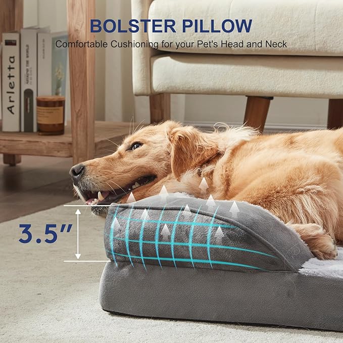 FURTIME Orthopedic Dog Bed for Extra Large Dogs - XL Waterproof Dog Sofa Bed, Ultra Comfy Supportive Foam Pet Bed with Removable Washable Cover, Jumbo Dog Bed with Nonskid Bottom-PurrikoPets