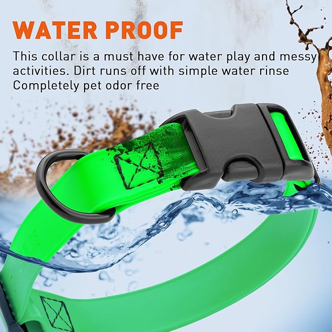Dogline Biothane Waterproof Dog Collar with Quick Release Buckle Strong Coated Nylon Webbing with Odor- Proof for Easy Care Easy to Clean Fits Small Medium Large Dogs, Lime Green 3/4" W 12-19" L-PurrikoPets
