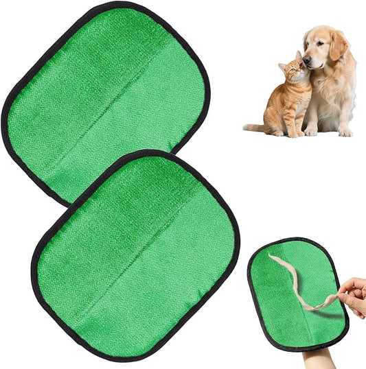 2PCS Electrostatic Pet Grooming Gloves, Reusable Hair Remover for Dog Cat Fur on Clothes Furniture Car Seat/Green-PurrikoPets