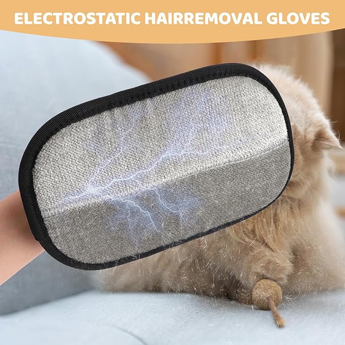 2 Pcs Pet Hair Remover Gloves, Reusable Electrostatic Hair Removal Glove-PurrikoPets