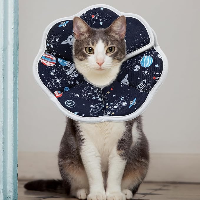 2Pcs Cat Conical Collar Soft Adjustable Cat Collars Water Proof Recovery Collar Prevent Licking Protective Foldable Easy to Eat Drink for Cats Kittens Puppies (Blue S XS)-PurrikoPets