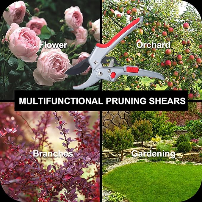 Garden clippers, premium Germany pruners, Work 3 times easier, professional ratchet pruning shears, cutting rose, flower, hedge, stem, tree, Sharp gardening scissors, Arthritis weak hand snips-PurrikoPets