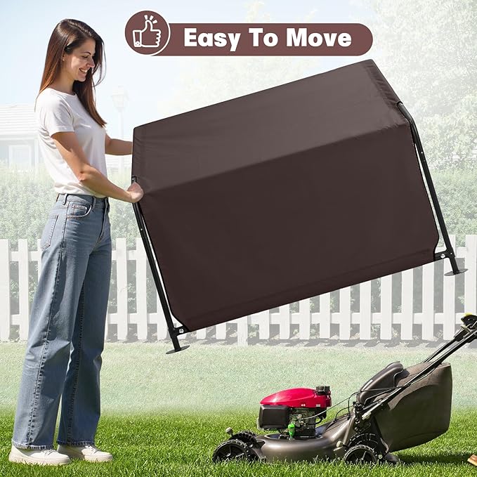 Dog Shade Shelter Outdoor 4'x4'x3' Tent for Large Medium Dogs, Outside Sun Rain Canopy Pet House for Livestock Pigs Cats with Waterproof Roof Ground Nails,Brown-PurrikoPets