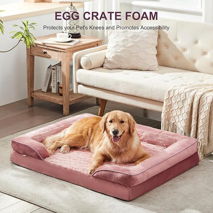 FURTIME Orthopedic Bed for Large Dogs, XL Washable Dog Beds Large Sized Dog, Comfy Supportive Foam Pet Couch Bed with Removable Washable Cover, Waterproof Extra Large Sofa Bed Foam and Nonskid Bottom-PurrikoPets