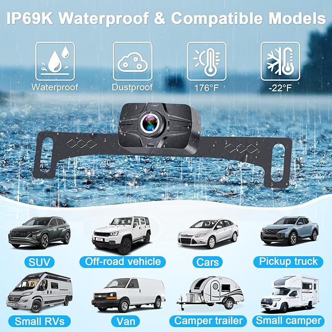 7-Inch Wireless Backup Camera for Truck - 2 Channel, DIY Grid Lines, HD 1080P, Night Vision, IP69K Waterproof, Backup Camera for Truck, Pickup, Trailer, Cars - Parking Safety & Towing Assistance-PurrikoPets