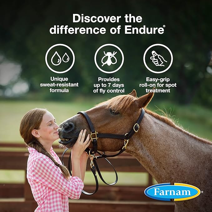 Farnam Endure Roll-On Fly Repellent for Horses, for Sensitive Areas, 3 Ounces-PurrikoPets