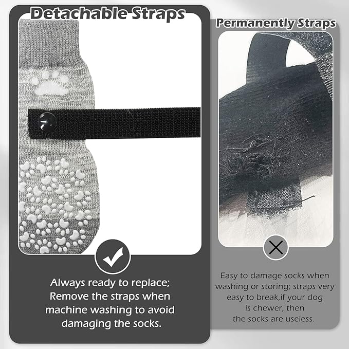 EXPAWLORER Anti Slip Dog Socks to Prevent Licking Paws, Dog Shoes for Hot Pavement, Dog Booties for Small Medium Large Senior Dogs, Traction Control Boots & Paw Protectors for Hardwood Floors-PurrikoPets