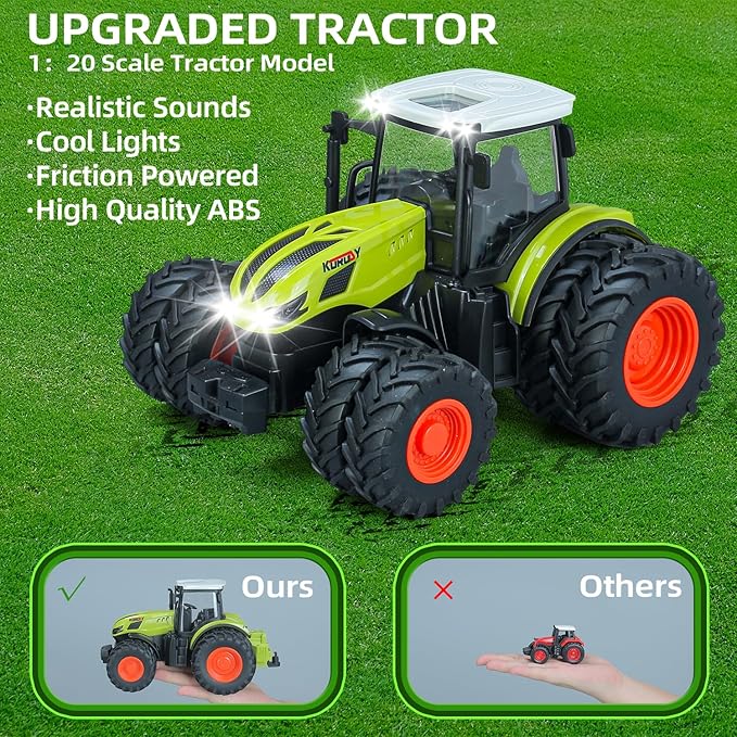 46Pcs Farm Toys, Tractor Toy w/Lights & Sound, Farm Animals Toys for 3 4 5 6 7 8+ Year Old Toddler Girls Boys Kid, Figures Farmer Vehicle Truck Fence Farm Playset Educational Learning Toys-PurrikoPets