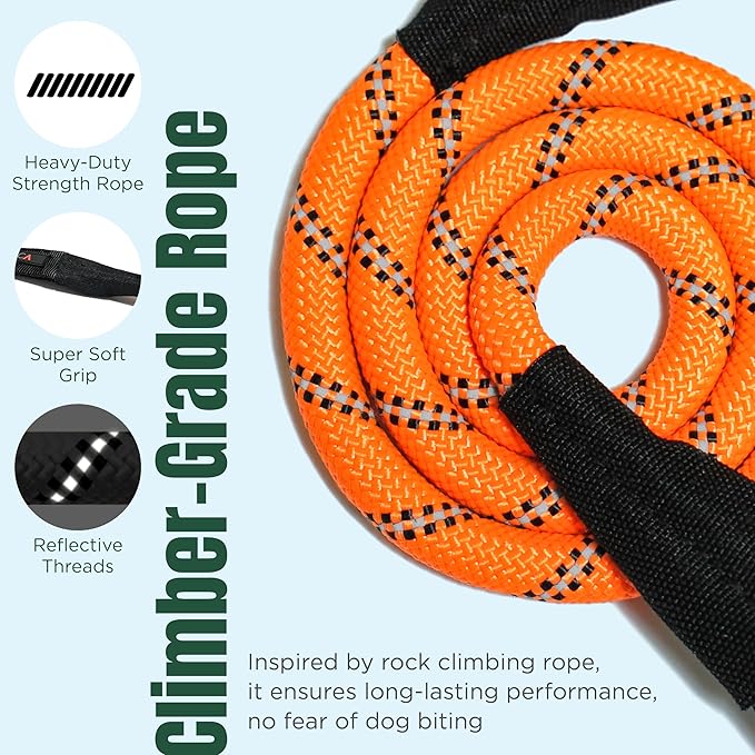 Dog Seat Belt for Car | Universal Dog Car Seatbelt | Durable Reflective Rope with Clip Hook Latch, Buckle and Carabiner- Safe and Secure Pet Safety Restraint (Orange)-PurrikoPets