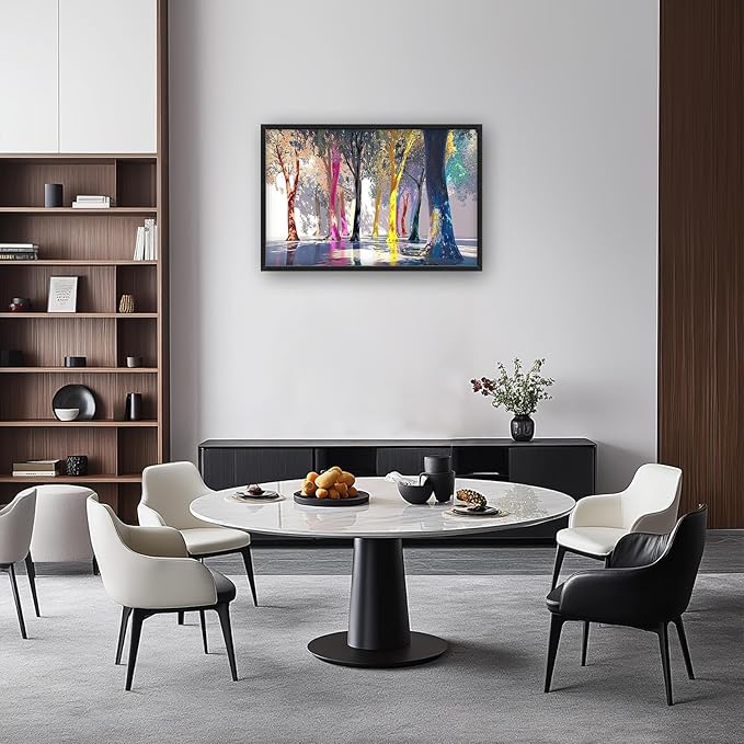 Framed Large Trees Wall Art for Living Room, Oversized Abstract Forest Wall Decor Colorful Nature Canvas Painting Modern Artwork Home Decoration for Living Room Bedroom Dining Room Office 36"x24"-PurrikoPets