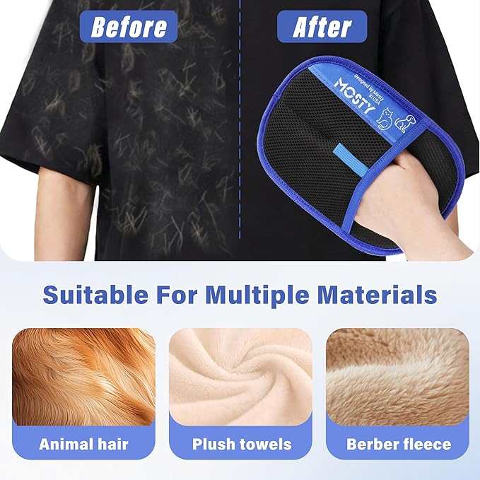 2Pcs Pet Hair Removal Glove,Double Sided Electrostatic, Reusable Cat & Dog Hair Remover Mitt for Furniture, Couch, Carpet, Car Seat, Quick Cleaning Grooming Glove-PurrikoPets