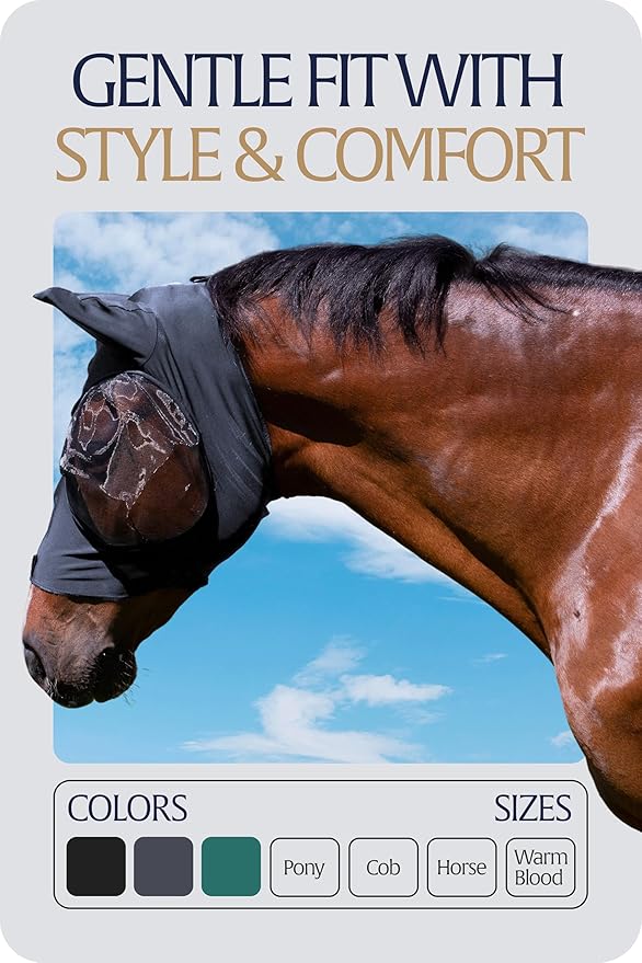 Equinavia Bug Out Fly Mask | Against Flies, Insects, UV Rays - Carbon Grey - Horse-PurrikoPets