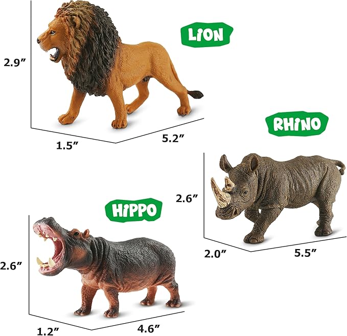 6PCS Safari Animal Figure Toys for Kids 3-5 Realistic Plastic Jungle Animal Figurines African Wildlife Learning Toys for Kids Boys Girls Toddlers-PurrikoPets