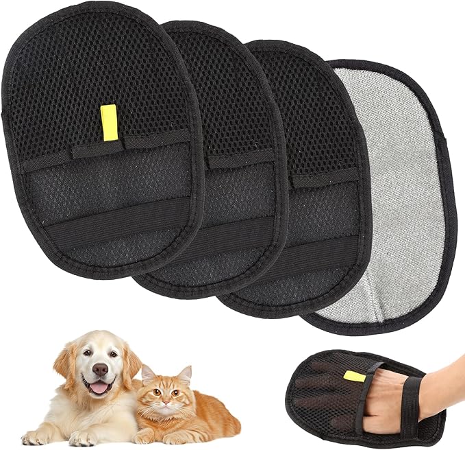 4 Pcs Pet Hair Remover Electrostatic Gloves, Upgrade Static Removal Gloves for Pet Hair, Reusable Multifunctional for Couch, Furniture, Carpet, Car Seat, Massage of Dogs and Cats-PurrikoPets