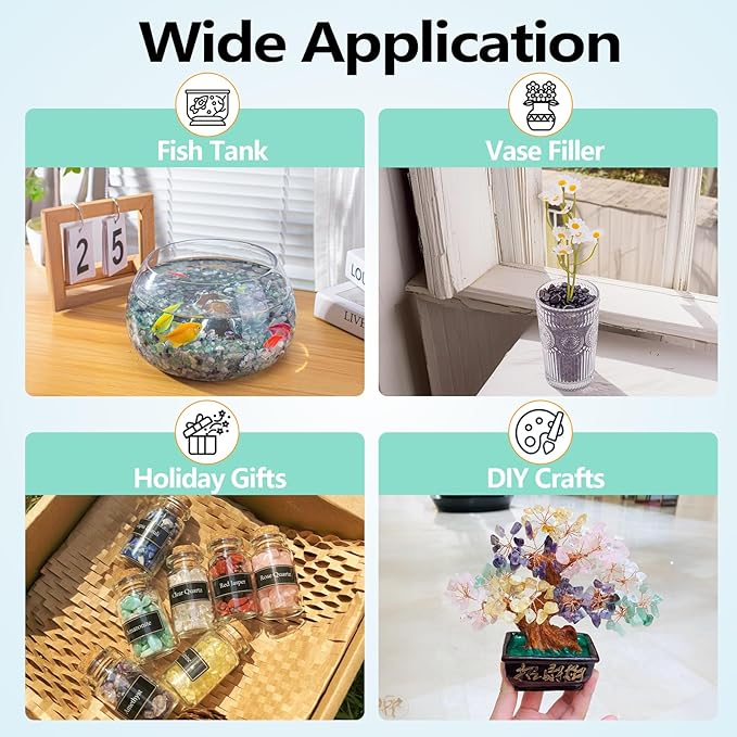 3 Lb Black Obsidian Crushed Stone Crystal Chips Bulk, Betta Fish Tank Gravel Rocks Irregular Shaped Marbles Pebbles for Aquarium, Vase Fillers, Succulent Plants Decor-PurrikoPets