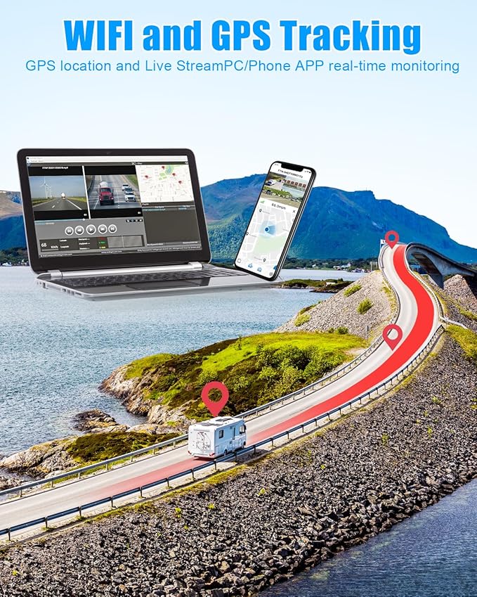 4CH 10.1 inch AI WiFi GPS RV Backup Camera Monitor System with Touch Screen and 4x1080P Waterproof Night Vision Cameras, Blind Spot Detection DVR Video Recorder for Truck Trailer Semi Camper Van Taxi-PurrikoPets