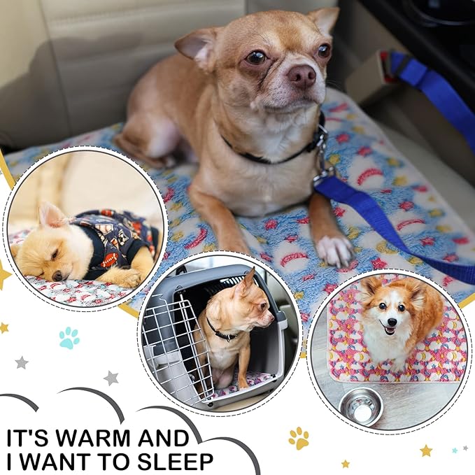 4 Pcs Waterproof Guinea Pig Blankets Washable Small Animal Fleece Bedding Absorbent Guinea Pig Cage Liners Reusable Pet Pee Pad Sleep Mat Pad Cover for Hamster Ferret (Moon Star Pattern,12 x 12 Inch)-PurrikoPets