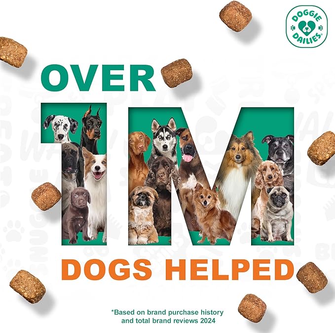 Doggie Dailies Probiotics for Dogs - Advanced Dog Probiotics with Prebiotics - Promotes Digestive Health - Supports Immune System and Overall Health (Pumpkin) 225 Soft Chews-PurrikoPets