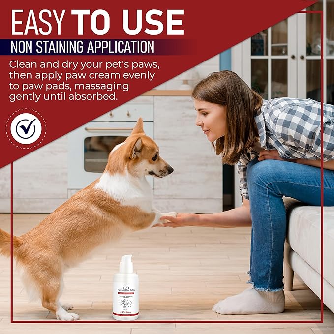 Dog Paw Pad Balm - 3-in-1 Lick Safe Soother & Moisturizer& Lotion for Dog Paws Nose, Elbow, Snout - Natural, Quick-Drying, Non-Sticky - All-Weather Cat Paw Balm Cream- 3.5 Oz/100Gram-PurrikoPets