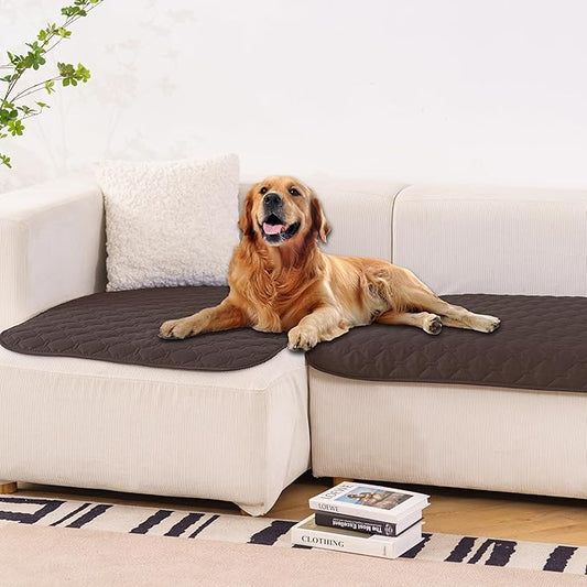 gogobunny 100% Double Sided Waterproof Dog Blanket Soft Pet Bed Cover Reversible Protect Furniture Couch Sofa Car for Puppy Large Dog Cat (Dark Coffee/Light Coffee, 32x53 Inch (Pack of 1))-PurrikoPets