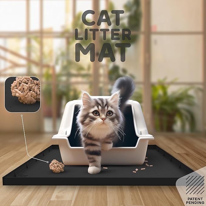 32x24x1” XL Dog Food Mat - All Purpose Under Sink Liner, Washer and Dryer Covers for The Top, Silicone Griddle Mat for Blackstone - Raised Edges Dog Mat for Food and Water Prevent Spill, Waterproof-PurrikoPets