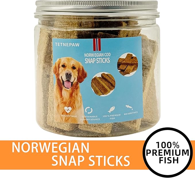 Dog Fish Treats Cod Made with Premium Natural Norwegian 100% Real Cod Fish Bones & Meat Healthy Crunchy Biscuits for Dogs High Protein Grain-Free All-Natural Pet Snack-PurrikoPets