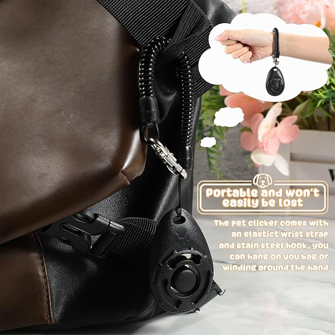 Frienda 18 Pieces Dog Training Clicker, Pet Behavioral Training Clickers with Wrist Strap for Dogs Cats Puppy Birds Horses(Black)-PurrikoPets