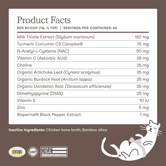 Fera Pets Liver Supplement for Dogs & Cats with Milk Thistle, Choline & Turmeric - Organic Botanicals - Enhances Liver Function, Immunity, Detoxification, & Metabolic Function - Powder - 60 Scoops-PurrikoPets