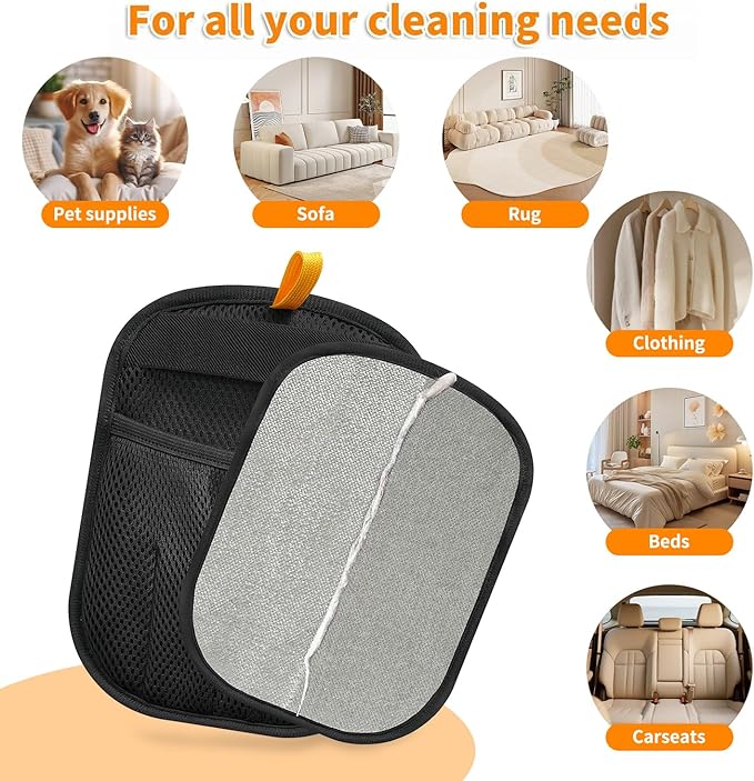 2PCS Pet Hair Removal Glove for Cats & Dogs Five-Finger Electrostatic Magic Brush Pet Hair Remover Glove for Clothing, Couch, Carpet, Furniture, Car Seat-PurrikoPets