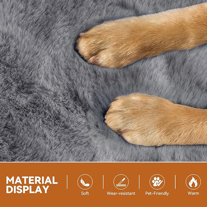 Dog Stairs with Furry Lids 18" H, 3-Step Wider Dog Steps with Storage for Small/Medium/Large Old Dogs Cats, Folding Sturdy Pet Stairs Climbing Bed Couch, Ramp for Car Hold Up to 200 lbs, Grey-PurrikoPets