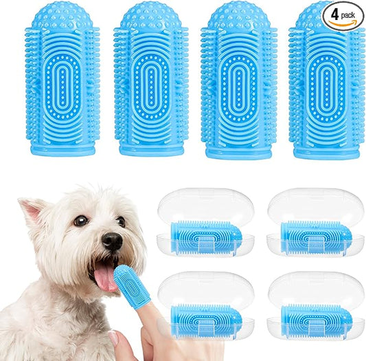 Dog Tooth Brushing Kit Dog Toothbrush 4 Pack Dogs Finger Toothbrush for Dogs Teeth Cleaning & Dental Care,Dogss Tooth Brush Puppy Tooth Brushing-PurrikoPets