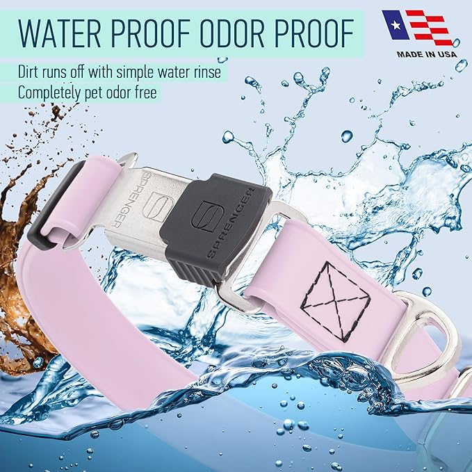 Dogline Biothane Waterproof Dog Collar with Herm Sprenger Stainless Steel Quick Release Buckle – Heavy Duty Tactical Durable Collar for Dogs – Comfortable and Safe Pet Collar, W 1" L 15-25", Pastel-PurrikoPets