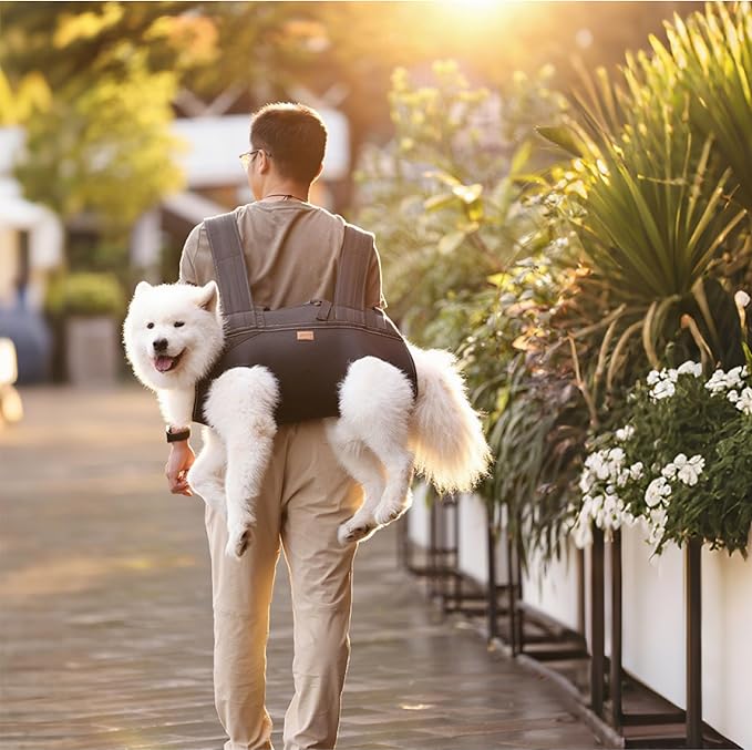 Dog Lift Harness Backpack Carrier for Large Dogs, Full Body Sling with Handle, Dog Harness for Joint Injuries, Arthritis, Ideal for Stairs, Elderly Dogs (Black Large 20-29 LBS)-PurrikoPets