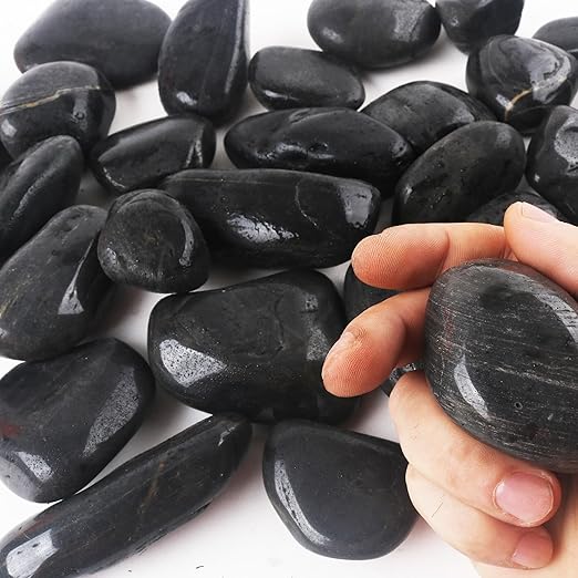 2LB 1"-2" Black River Rocks for Plants, Polished Pebbles for Garden Landscaping, Planters, Aquariums, Vase Fillers – Indoor & Outdoor Decor-PurrikoPets