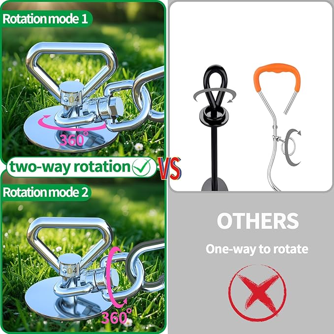 Dog Tie Out Cable and Stake,(up to 200lbs) 360° Swivel Dog Run Anchor -with 30FT Heavy Duty Cable,Runner for Yard-Dog Stake for Yard Outdoor Camping-PurrikoPets