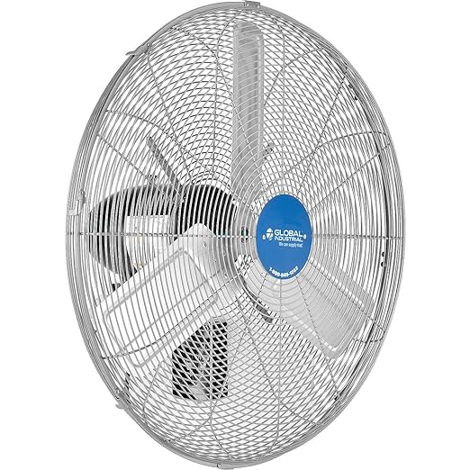 Global Industrial Deluxe Wall Mount Fan, 30" Diameter, Fixed and Oscillating Head, 3 Speed, 10,000 CFM at 1100 RPM, 1/2 HP, Tilting Head, For Indoor Use Only-PurrikoPets