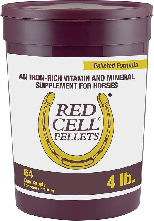 Farnam Horse Health Red Cell Pellets, Vitamin-Iron-Mineral Supplement for Horses, Helps Fill Important Nutritional Gaps in Horse's Diet, 4 lbs., 64-Day Supply-PurrikoPets