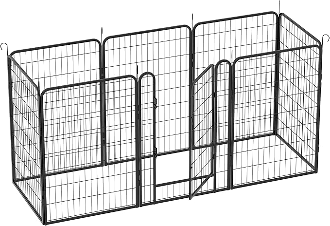 Dog Playpen, Outdoor Dog Fence, 12 Panels, 40" H Dog Pen for Large/Medium/Small Dogs, Heavy Duty Metal Pet Fence with Gate, Portable Dog Fence for RV Camping and Yard (Black)-PurrikoPets