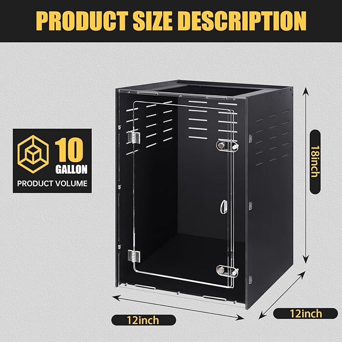 12x12x18 Reptile Enclosure – Acrylic Reptile Tank for Gecko, Snake, and Lizard – Compact PVC Terrarium for Small Pets-PurrikoPets