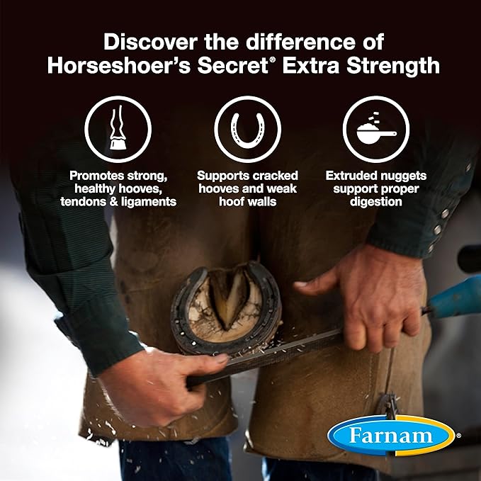 Farnam Horseshoer's Secret EXTRA STRENGTH Hoof Supplements & Connective Tissue Supplement, Promotes strong, healthy hooves, tendons & ligaments, 3.75 lbs., 30 day supply-PurrikoPets