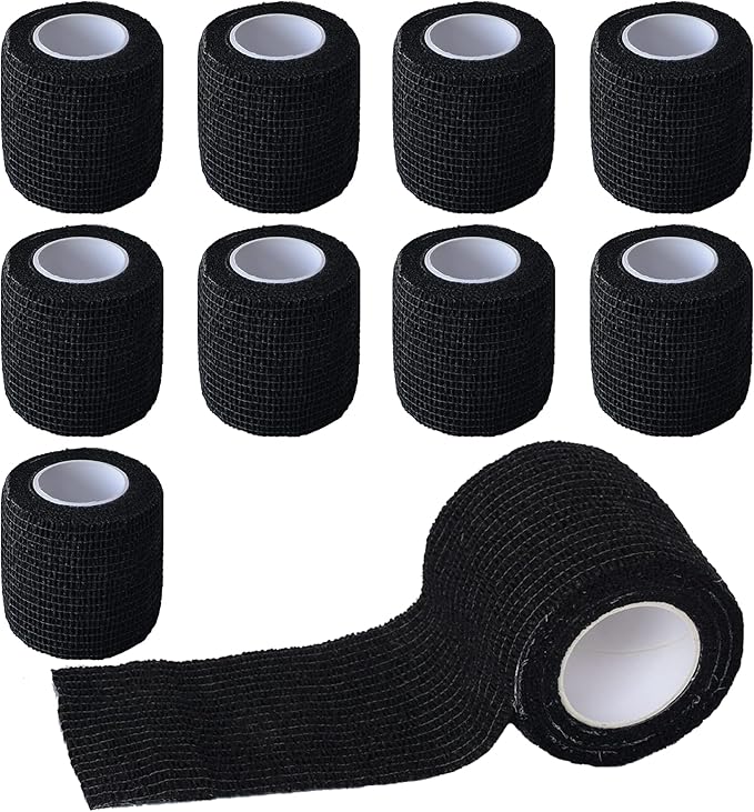 9 Pack 2" x 5 Yards Self Adhesive Bandage Wrap Self Stick Wrap for Ankle, Wrist, Finger, Sports, Breathable Cohesive Vet Tape for Pets (Black)-PurrikoPets