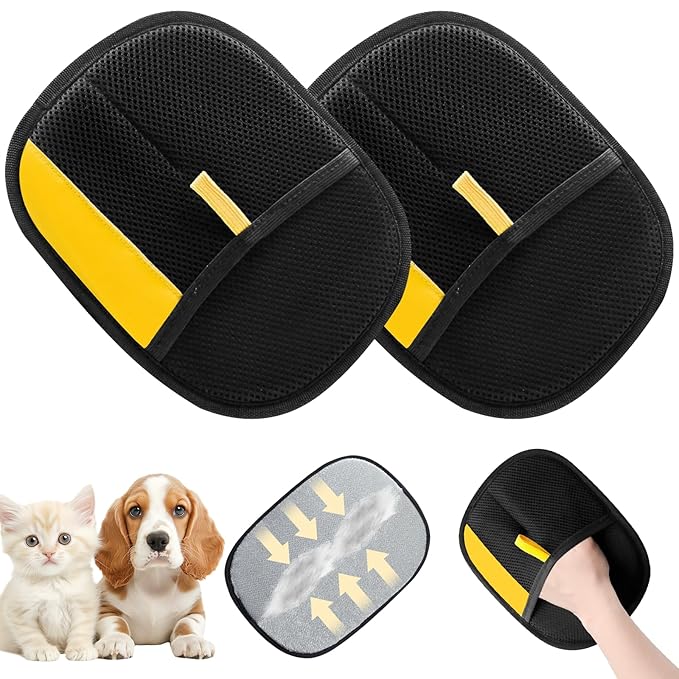 2PCS Pet Hair Remover Gloves, Electrostatic Pet Hair Removal Gloves for Cats & Dogs, Reusable Double Sided Pet Hair Remover,Versatile Grooming Gloves for Washing, Deshedding, Grooming-PurrikoPets