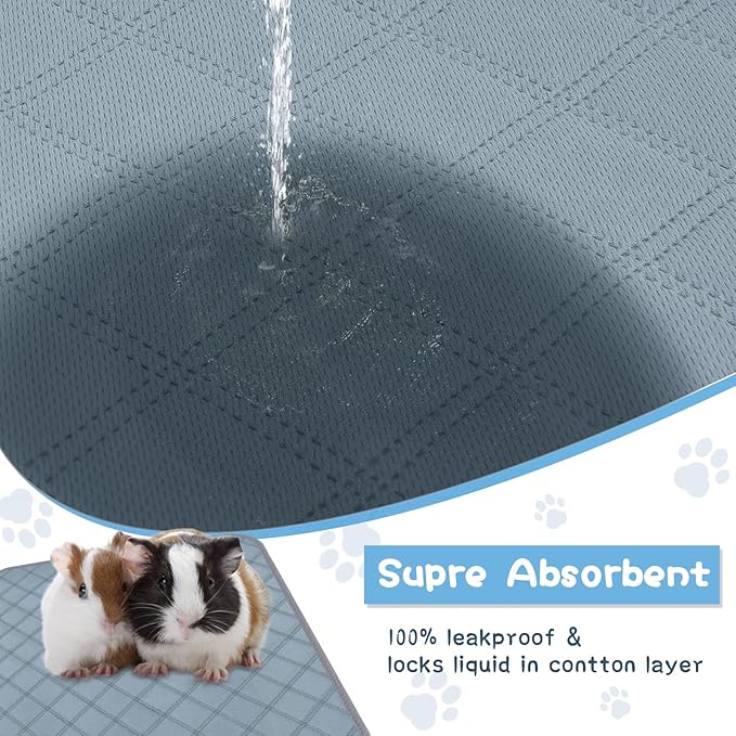 6 Packs Washable Guinea Pig Cage Liners, Waterproof Guinea Pig Pee Pads Reusable Absorbent Bedding Anti Slip Mats for Small Animals Bunny Rabbit Hamster (12 x 12in)-PurrikoPets