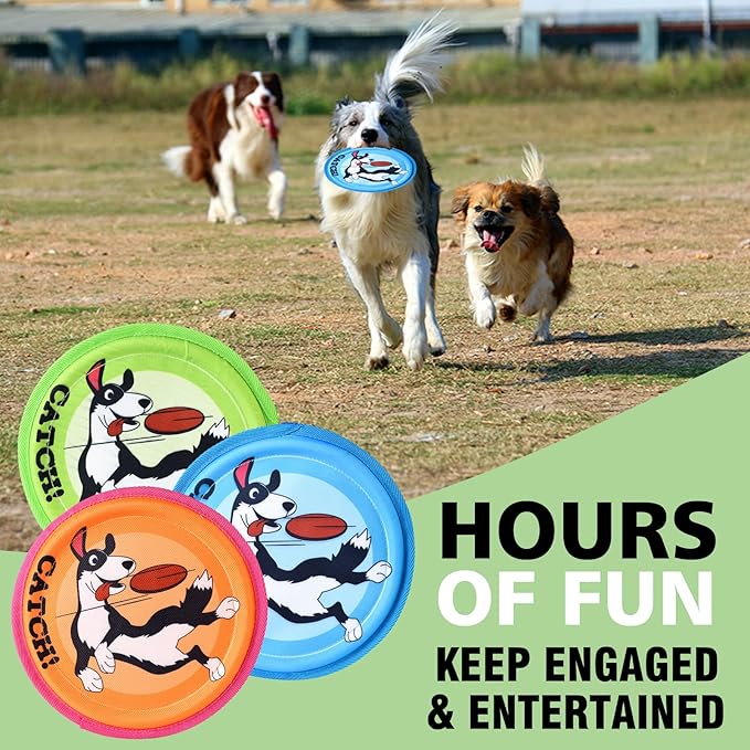 Dog Flying Disc, 3 Pack Dogs Flyer Toys, Lightweight Flying Disc Dog Fetch Toy for Small, Large Dogs & Puppies - Floats in Water & Safe on Teeth-PurrikoPets