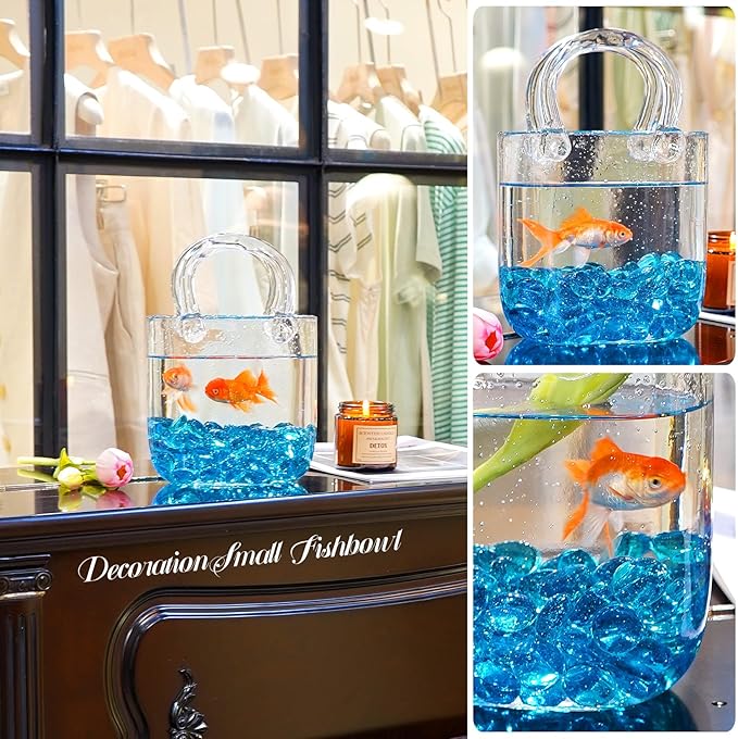 2LB Ocean Blue Flat Glass Marbles for Vases, Gemstone Beads Vase Filler Decorative Glass Pebbles for Fish Tank, DIY Crafts, Aquarium Decor Rocks-PurrikoPets