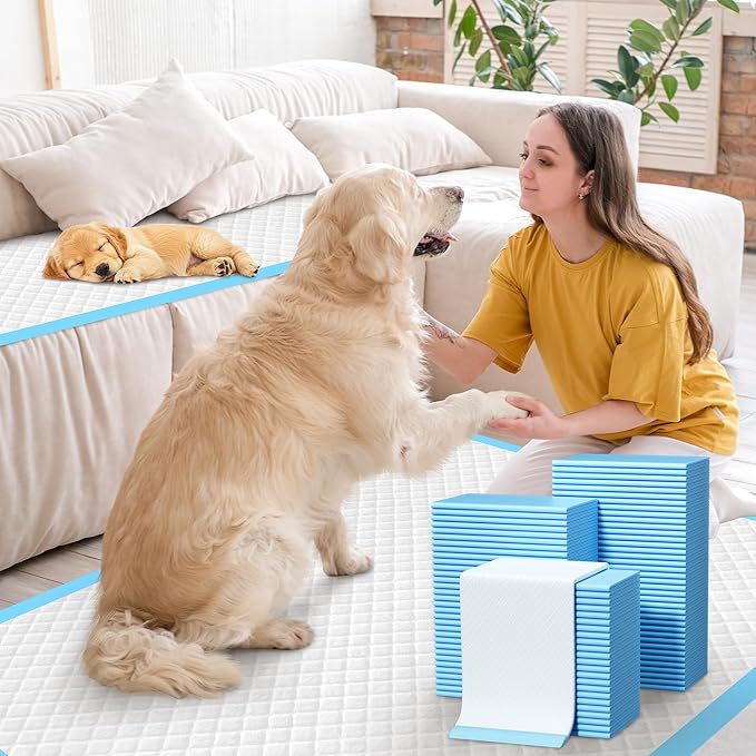 60 Count Extra Large Dog Pee Pads 28" x 34", Super Absorbent X-Large Puppy Pads Disposable Dogs Training Pads, Quick Drying Leak-Proof Dog Potty Pads for Doggies Puppies-PurrikoPets