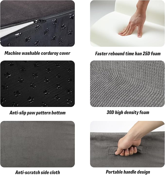 6 Step Dog Stairs&Steps 29 Inches Tall Up to 29-32 Inches High Bed, Dog Ramp Cat Stairs Pet Ladder for Small Medium Dogs, Doggie, Old Cats, Kitty, Grey-PurrikoPets