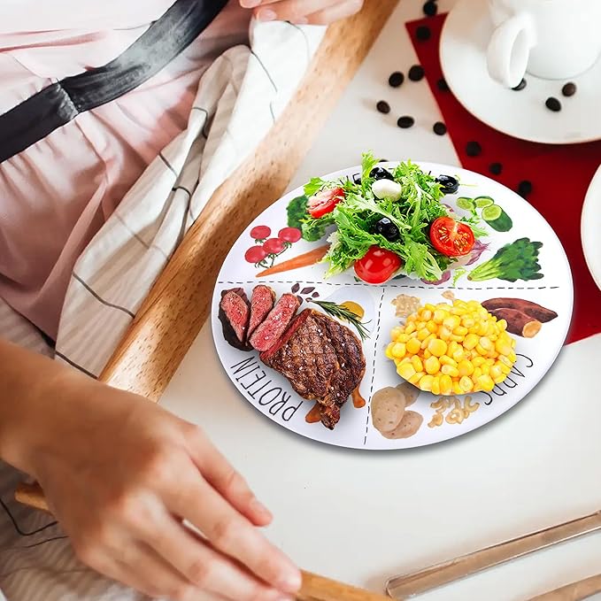 9" Portion Control Plate - Healthy Nutrition Plate for Adults and Teens, Melamine, Ideal for Weight Loss and Diabetes Management (2 Pack)-PurrikoPets