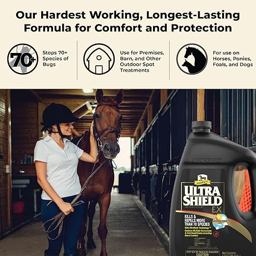 Absorbine UltraShield EX 128oz Insecticide, Kills & Repels Flies, Mosquitoes, Ticks, Fleas, Lice, Use on Horses, Dogs, Premises-PurrikoPets